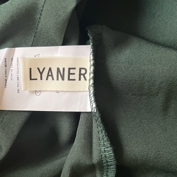 Collar Button Down Puff Long Sleeve Bodysuit Green Size M - Picture 6 of 12